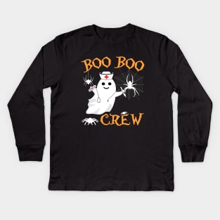 Spooky Boo Boo Crew Spider Web Emergency Medical. Kids Long Sleeve T-Shirt